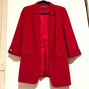 DKNY Red Blazer with 3/4 Sleeves and Gold Buttons